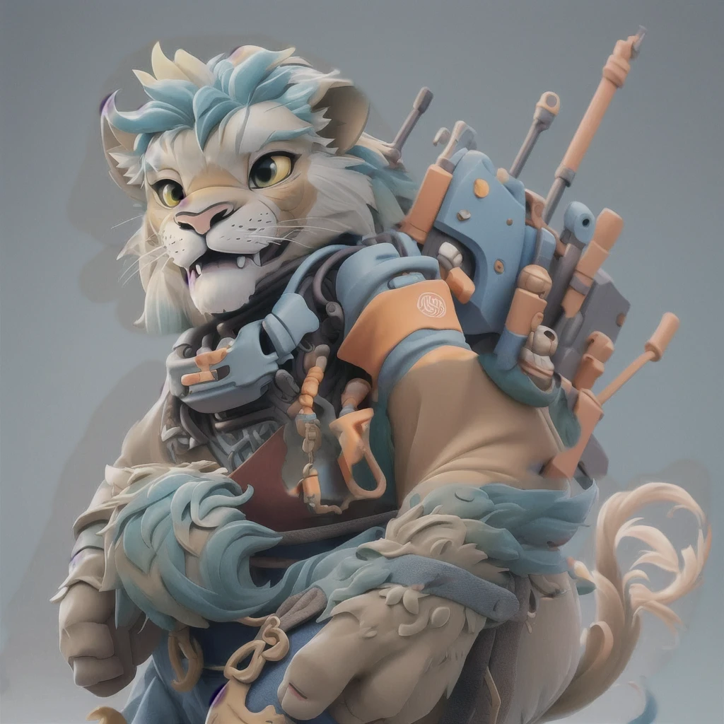 Yellow Lion Beastman、 Highest quality、White background