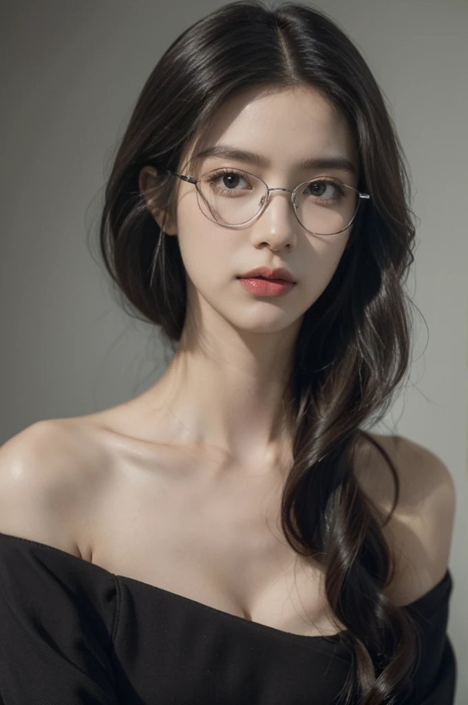 (((best quality))),(((ultra detailed))),(((masterpiece))),illustration,(close-up of face:1.3),((1 beautiful girl,solo)),(shoulder-length straight bob hair:1.2),(confused eyes:1.3),((slim,thin,small breasts,flat chest)),severe myopia,(glasses:1.3),halter top,white wall,dim lighting,gaze,delicate collarbone,smooth skin,intellectual air,vision impairment,contrast,hauntingly beautiful,testament to resilience,(darkness:1.3)