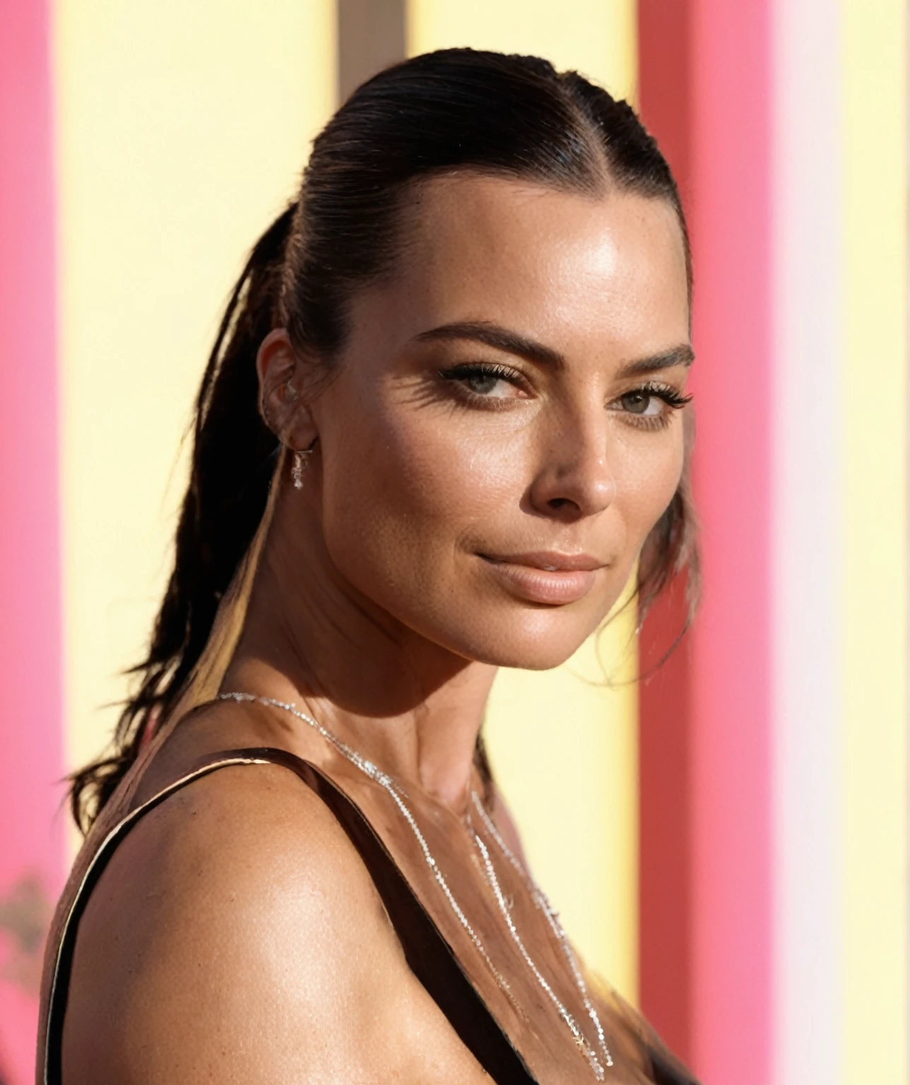 high quality celebrity Erotic photo , 40yo woman ( Magrot Robbie, beach side , photorealistic , celebrity , extremely dark color hair ,random click, she is wearing a wet tight MARVEL logo printed t-shirt:1.5, woman ) sunbathing , shiny sweaty skin , sexualized move, erotic angles, sweaty flat breas,t celebrity erotic photograph , fit muscular figure , shiny sweaty skin, on beach, celebrity, female, woman, hollywood actress , fleshy muscular woman , ( natural lights, depth of field, detailed face , insanely detailed skin texture, hyper detailed features )