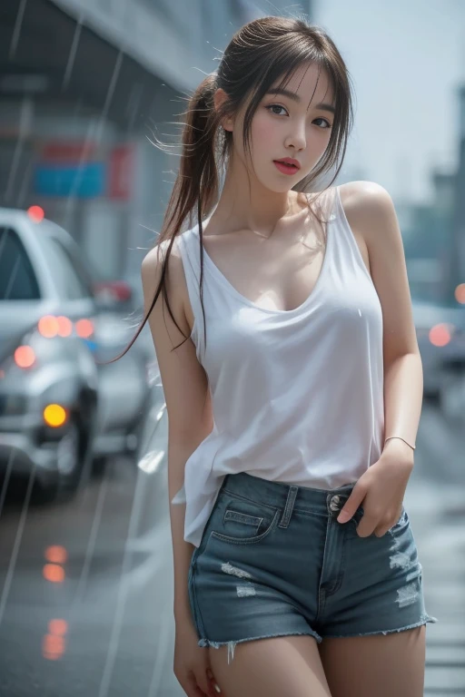 Haraf woman looking at camera, perfect has a round face, A well-maintained model., Close-up photo, Southeast Asians with round faces, 3-D profile picture, 8K, 45,000,000 pixcls, realistic light colors, beautiful Asian girl, Asian girl, sexy girl, Charming anime girl, Chinese girl, Comfortable pose, Anime girls in real life, attractive woman, young Asian girl, Russian mixed with Japanese, perfect body, sexy style, Photo of a thin girl, beautiful asian woman, The character is in her natural pose., Look sexy