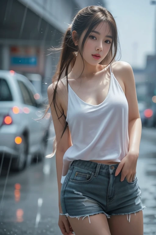 Haraf woman looking at camera, perfect has a round face, A well-maintained model., Close-up photo, Southeast Asians with round faces, 3-D profile picture, 8K, 45,000,000 pixcls, realistic light colors, beautiful Asian girl, Asian girl, sexy girl, Charming anime girl, Chinese girl, Comfortable pose, Anime girls in real life, attractive woman, young Asian girl, Russian mixed with Japanese, perfect body, sexy style, Photo of a thin girl, beautiful asian woman, The character is in her natural pose., Look sexy