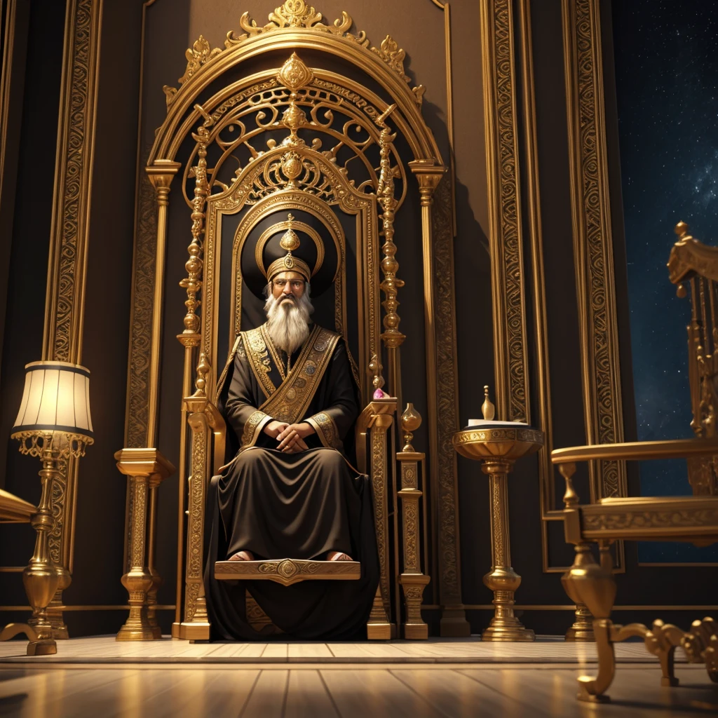 God Kabir sitting on the throne in Satlok 3d