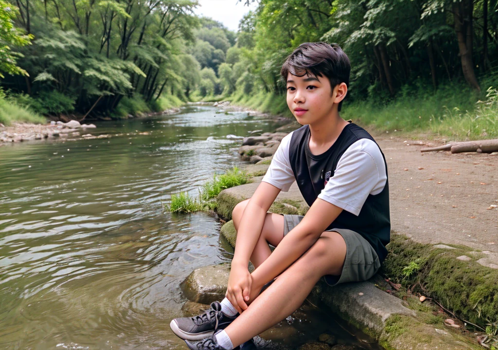Illustration of a boy near the lake