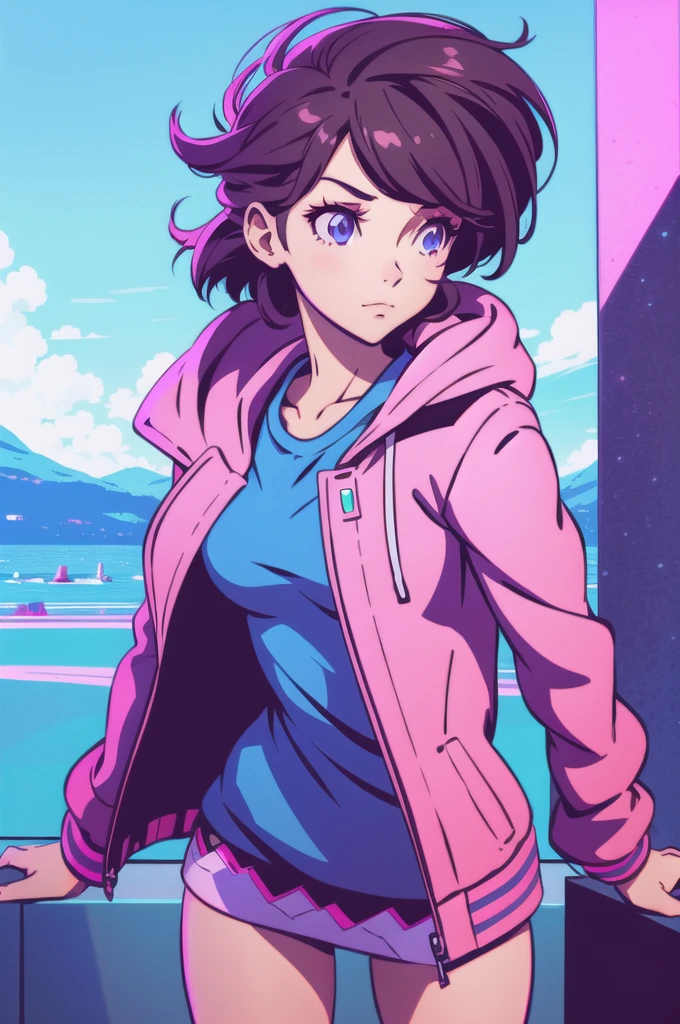 cute synthwave anime girl