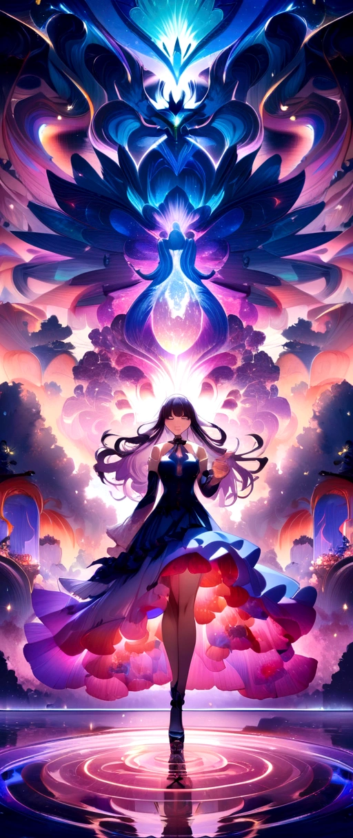 official art, highest details, beautiful and aesthetic, fractal art, colorful,
masterpiece, best quality, 1girl, waifu