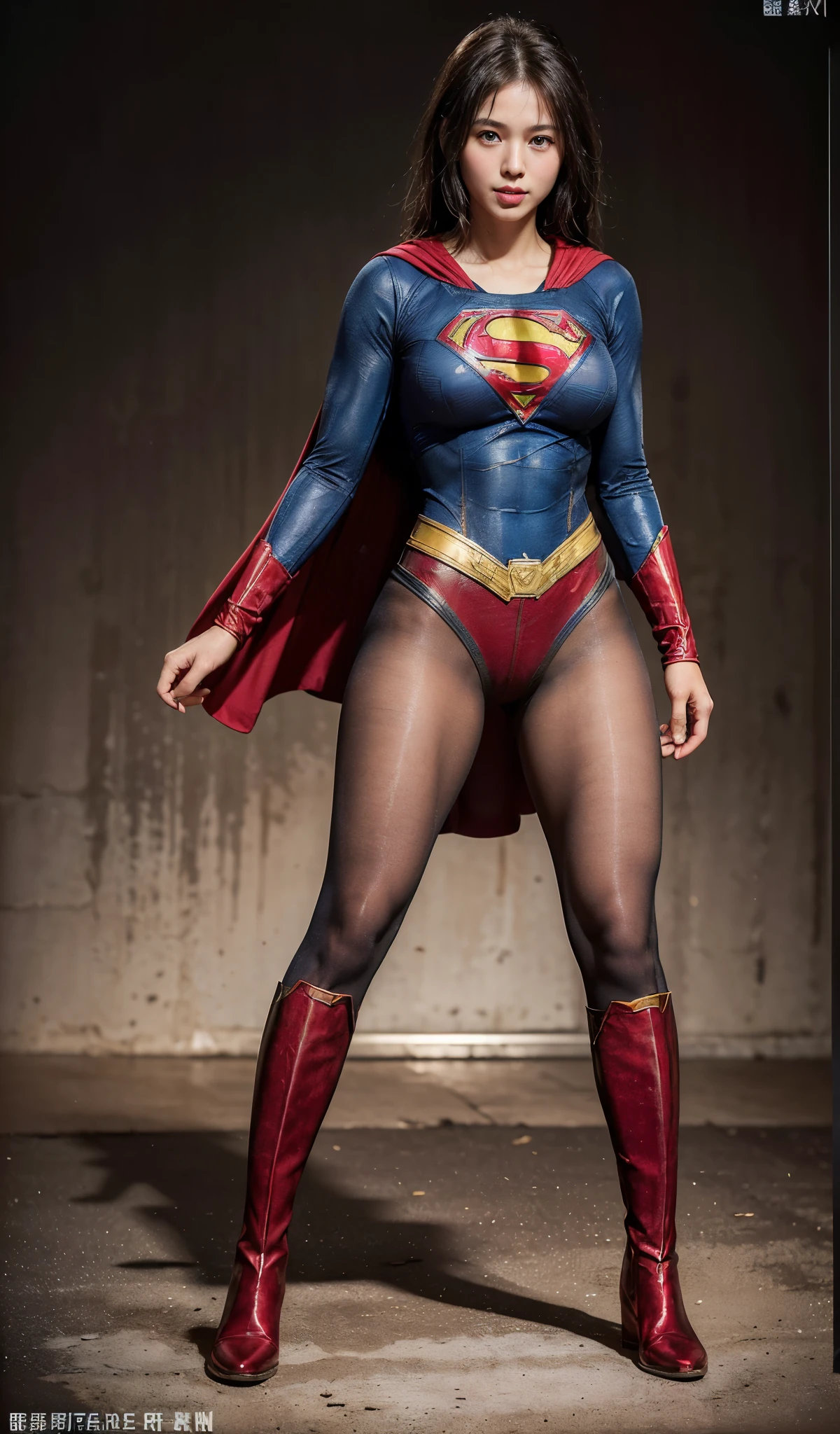 No background、(((Sweating profusely))).(((Beautiful legs in black tights.)))、(((Legally express the beauty of your smile)))、((((Make the most of your original images)))、(((体にぴったりフィットするSupergirl Costume)))、(((Supergirl Costume)))、(((short and beautiful hair)))、(((suffering)))、(((Please wear black tights....、Wear red boots)))、((Best image quality、8K))、((Highest quality、8K、masterpiece:1.3))、(((Preserve background )))、Sharp focus:1.2、Beautiful woman with perfect figure:1.4、Slim Abs:1.2、Wet body:1.5、Highly detailed face and skin texture、8K