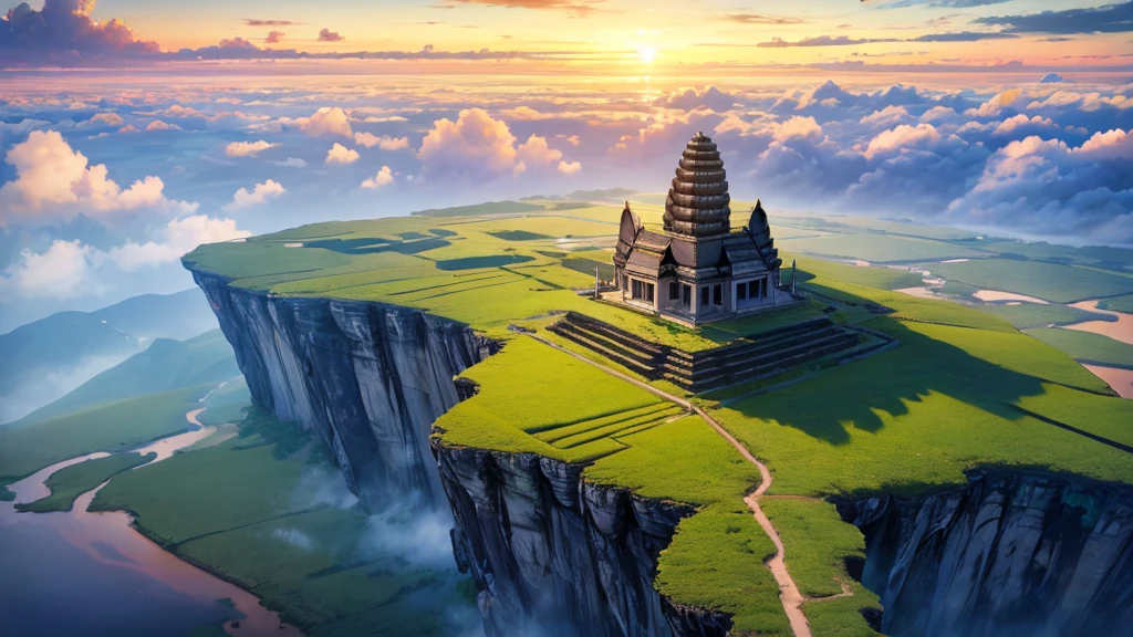 Beautiful scene of Cambodian countryside seen from above, Photo-realistic, High definition, 8K