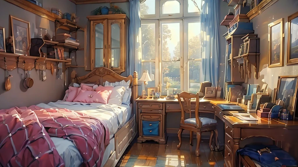 (((masterpiece))), (((best quality))), A magical dorm bedroom, country interior