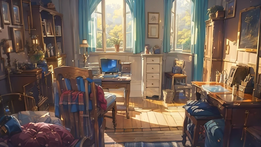 (((masterpiece))), (((best quality))), A magical dorm bedroom, country interior