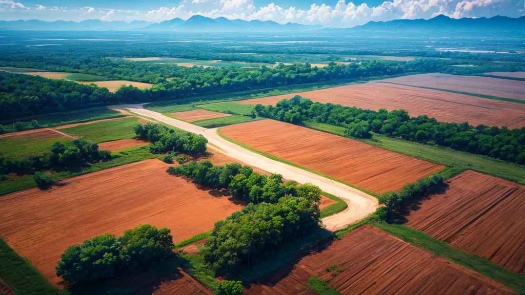 Beautiful scene of Cambodian countryside seen from above, Photo-realistic, High definition, 8K