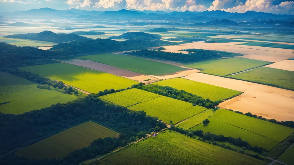 Beautiful scene of Cambodian countryside seen from above, Photo-realistic, High definition, 8K
