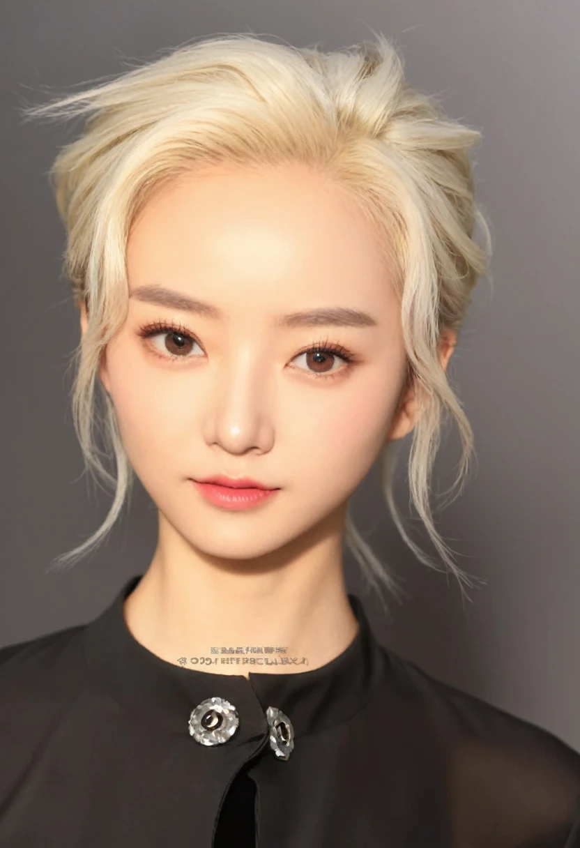 Best Quality, 8k, Masterpiece, (Portrait: 1.3), (photo realistic:1.4), (hyper realistic:1.4), Sharp Focus, looking at viewer, (smoother lighting:1.1), (increase cinematic lighting quality:0.9), realistic lighting, backlighting, light on face, ray trace, (brightening light:1.2), (Increase quality:1.4), sharp detail, (best quality real texture skin:1.4), finely detailed eyes, black_eyes, finely detailed face, 25 year old Korean woman, (white formal_shirt:1.4), (Create an image maintaining the original base model hairstyle:1.5)