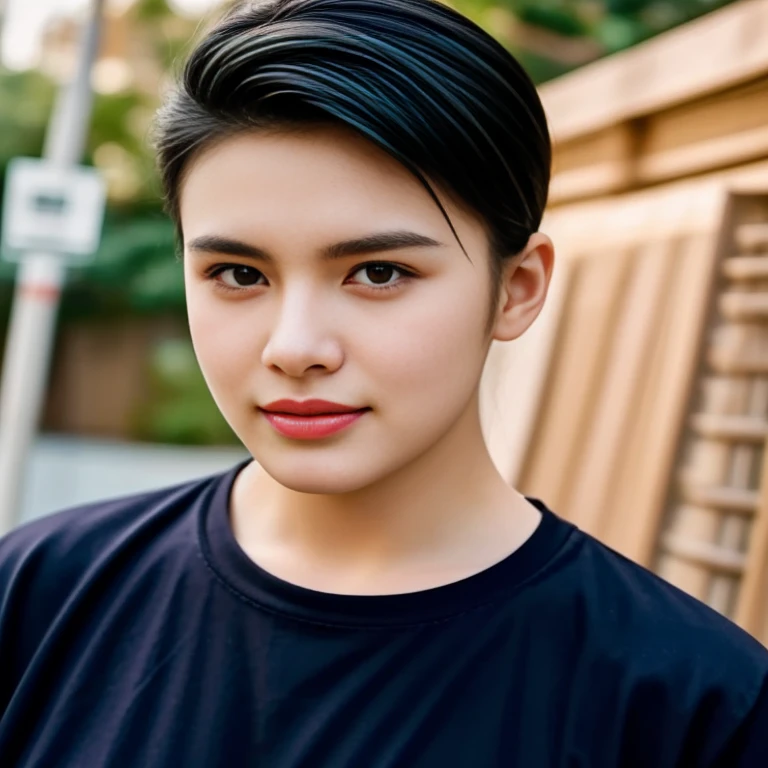 Haraf woman looking at camera, perfect has a round face, A well-maintained model., Close-up photo, Southeast Asians with round faces, 3-D profile picture, 8K, 45,000,000 pixcls, realistic light colors, beautiful Asian girl, Asian girl, sexy girl, Charming anime girl, Chinese girl, Comfortable pose, Anime girls in real life, attractive woman, young Asian girl, Russian mixed with Japanese, perfect body, sexy style, Photo of a thin girl, beautiful asian woman, The character is in her natural pose., Look sexy