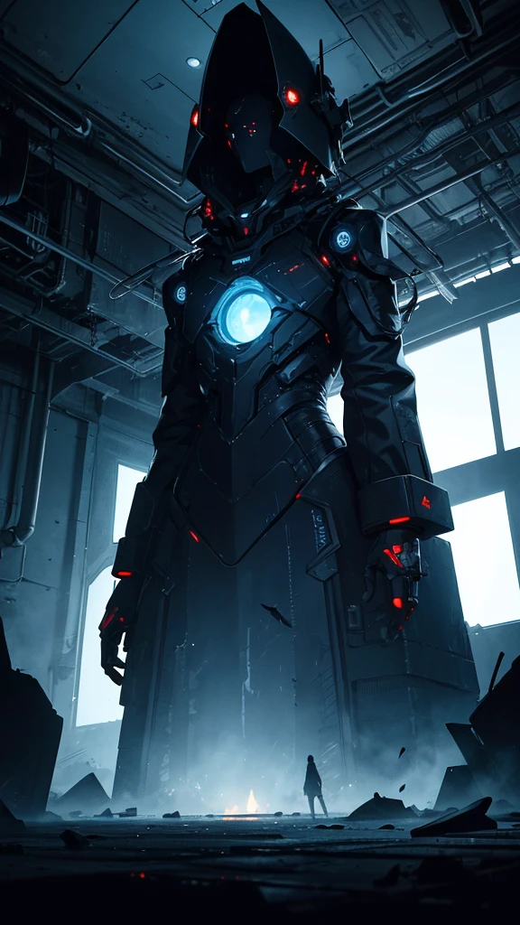 A hauntingly dark scene set in the vast emptiness of space. In the foreground, a derelict spaceship drifts aimlessly, its once sleek and shiny exterior now battered and covered in alien growths and debris. The ship’s lights flicker sporadically, casting eerie shadows. The background shows the infinite expanse of stars and a distant, menacing nebula swirling with dark and ominous colors. In one of the spaceship’s shattered windows, a glimpse of a monstrous entity with glowing eyes can be seen. The title "Echoes of the Void" is written in a chilling, futuristic font, glowing faintly with an otherworldly blue hue. The overall tone of the cover is dark and foreboding, hinting at the horror and mystery within.