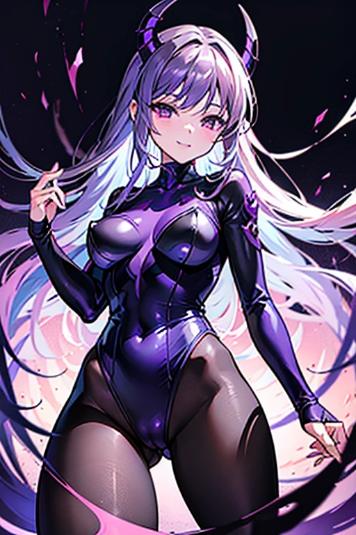 Highest quality Highest quality Draw a face carefully High-resolution anime-style face Super glowing skin Black leotard Purple Pantyhose Succubus Lure smile Stroking the buttocks Rub your buttocks