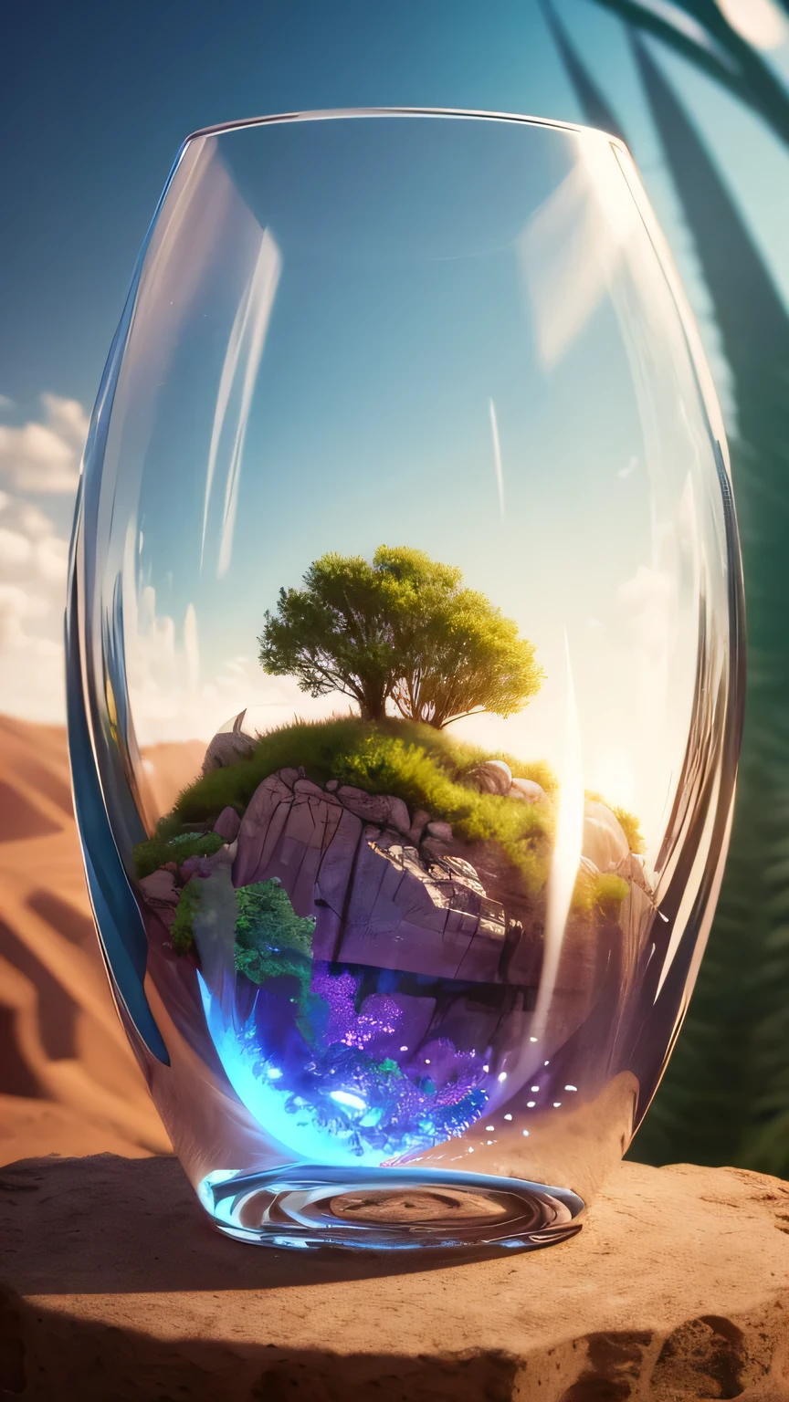 There was a glass bowl,There is a tree inside,Hyper-realistic water art,fantastic magical vegetation,ultrarealistic digital art品,Beautiful landscape rendering,cgsociety 9,Background in the desert,Diorama Macro Photography,Beautiful digital artwork,realistic digital art 4k,realistic digital art 4k,4k highly detailed digital art,photoshop water art,Beautiful composition 3-d 4k,Fantasy landscape art,Plants in glass,Fantasy Photography,3d digital art 4k,whimsical fantasy landscape art,8k amazing artwork,Beautiful art UHD 4K,Gorgeous 3D rendering,Realistic Fantasy Photography,Beautiful rendering of fairy tales,Amazing 3D rendering,Stunning 3D rendering,miniature photography,Beautiful 3D rendering,ultrarealistic digital art,Realistic nature,Dreams in a Jar,Background blur 30%