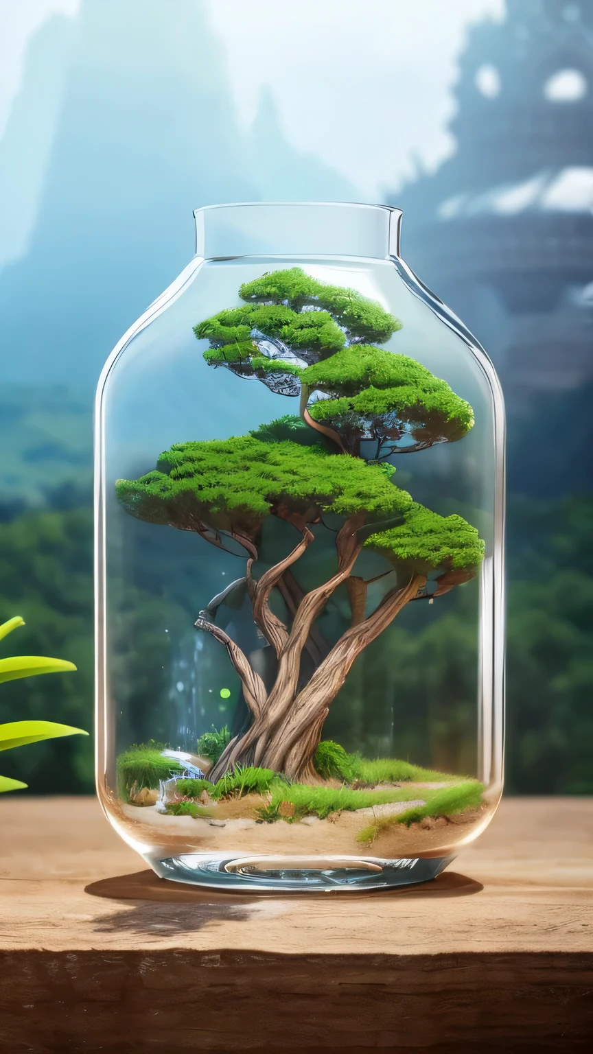 There was a glass bowl,There is a tree inside,Hyper-realistic water art,fantastic magical vegetation,ultrarealistic digital art品,Beautiful landscape rendering,cgsociety 9,Background in the desert,Diorama Macro Photography,Beautiful digital artwork,realistic digital art 4k,realistic digital art 4k,4k highly detailed digital art,photoshop water art,Beautiful composition 3-d 4k,Fantasy landscape art,Plants in glass,Fantasy Photography,3d digital art 4k,whimsical fantasy landscape art,8k amazing artwork,Beautiful art UHD 4K,Gorgeous 3D rendering,Realistic Fantasy Photography,Beautiful rendering of fairy tales,Amazing 3D rendering,Stunning 3D rendering,miniature photography,Beautiful 3D rendering,ultrarealistic digital art,Realistic nature,Dreams in a Jar,Background blur 30%