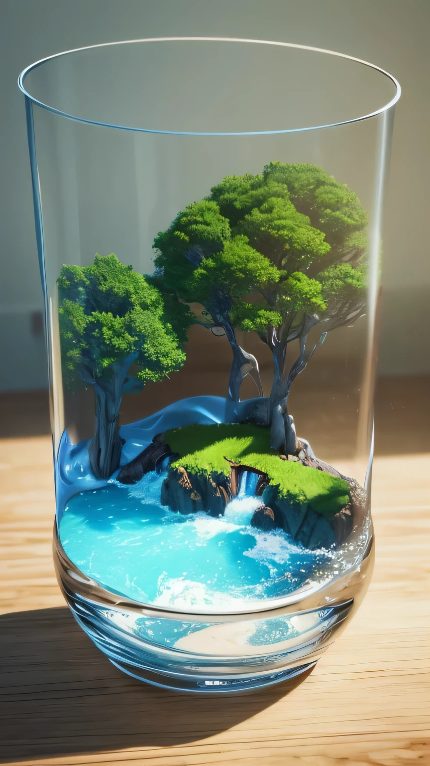 There was a glass bowl，There is a tree inside，Hyper-realistic water art，fantastic magical vegetation，ultrarealistic digital art品，Beautiful landscape rendering，cgsociety 9，Background in the desert，Diorama Macro Photography，Beautiful digital artwork，realistic digital art 4k，realistic digital art 4k，4k highly detailed digital art，photoshop water art，Beautiful composition 3-d 4k，Fantasy landscape art，Plants in glass，Fantasy Photography，3d digital art 4k，whimsical fantasy landscape art，8k amazing artwork，Beautiful art UHD 4K，Gorgeous 3D rendering，Realistic Fantasy Photography，Beautiful rendering of fairy tales，Amazing 3D rendering，Stunning 3D rendering，miniature photography，Beautiful 3D rendering，ultrarealistic digital art，Realistic nature，Dreams in a Jar，Background blur 30%