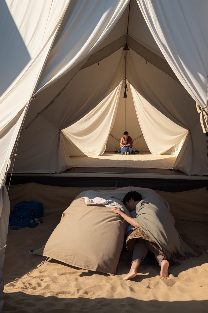 Install a water collection filter inside a 4K 5 person large camping tent, Raindrop collector on large camping tent connected to water collection filter