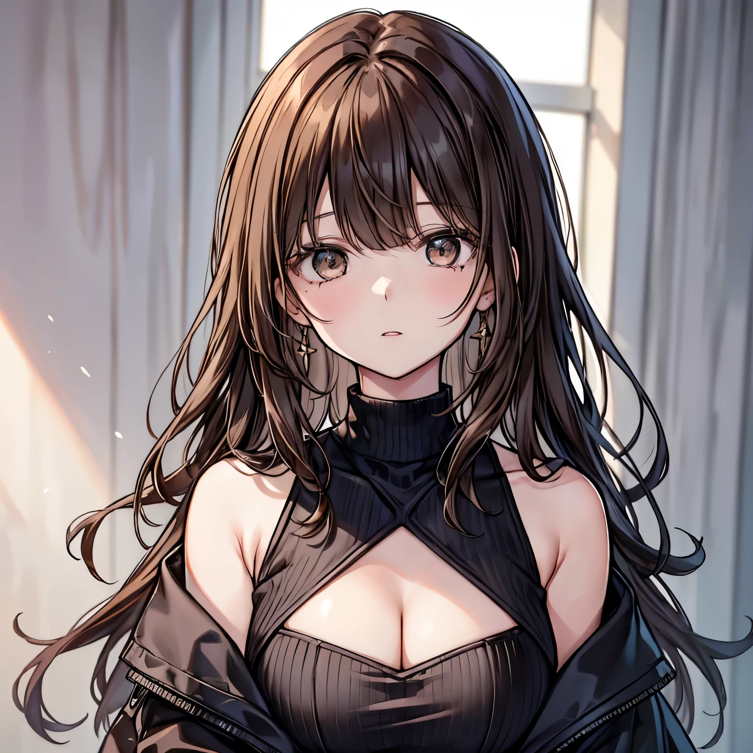 Long Hair Anime Girl and black dress posing for the camera, Anime girl in a black dress, from Girls' Frontline, Enchanting anime girl, Fine details. Girls' Frontline, Attractive anime girl, Beautiful Anime Girls, Cute girl anime visuals, Anime Girl Portrait, Detailed portrait of an anime girl, Girls' Frontline style, Anime Girl Portrait, Long Hair Anime Girl