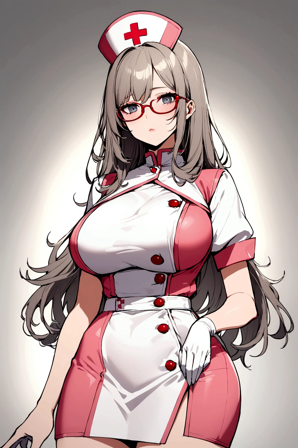 Beautiful big breasted nurse with glasses