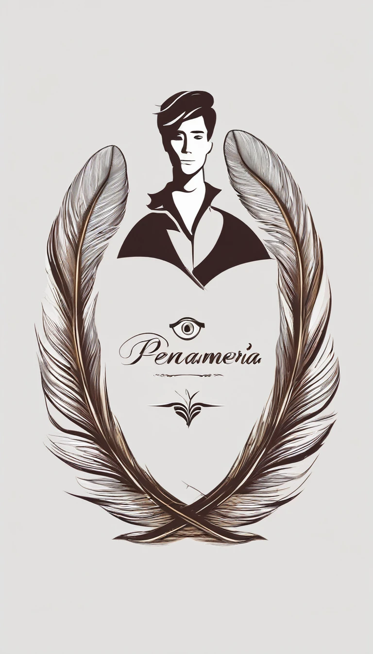 Create a minimal, modern, simple, inspirational, memorable, dream like icon design of a boy and a feather for the brand “Penamemoria"