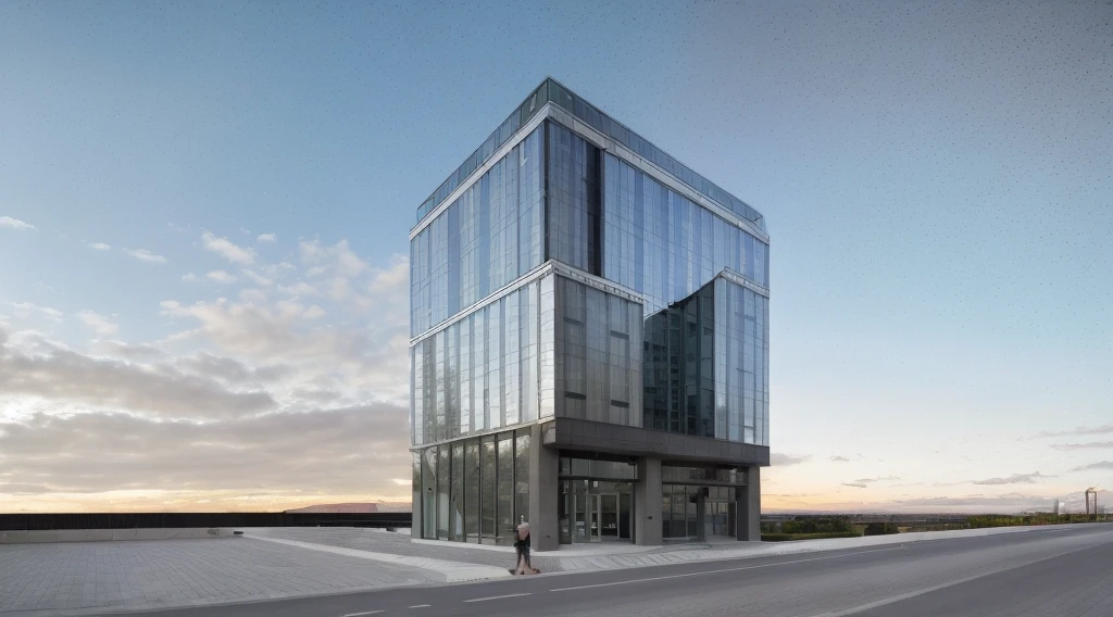 exterior of highrise hotel building, contemporary style, inspired of Norman Forster, glass with steel frame facade, 5 stars hotel design, beautiful landscape, stone pavement,cars, RAW photo, 8k uhd, dslr, soft lighting, high quality, film grain, Fujifilm XT3,masterpiece,