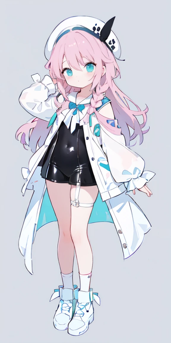 
(One girl),Full Body Lesbian，

Pink Hair,Bright Blue Eyes,Aqua gradient eyes,

Straight long hair,French Braid,Black Hair Band, (White Beret),

Bunny Suit, Latex suit,