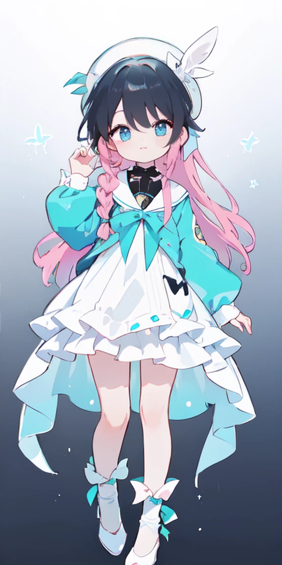 (One girl),Full Body Lesbian,
Pink Hair,Bright Blue Eyes,Aqua gradient eyes,
Straight long hair,French Braid,Black Hair Band, (White Beret),
Bunny Suit, Latex suit,