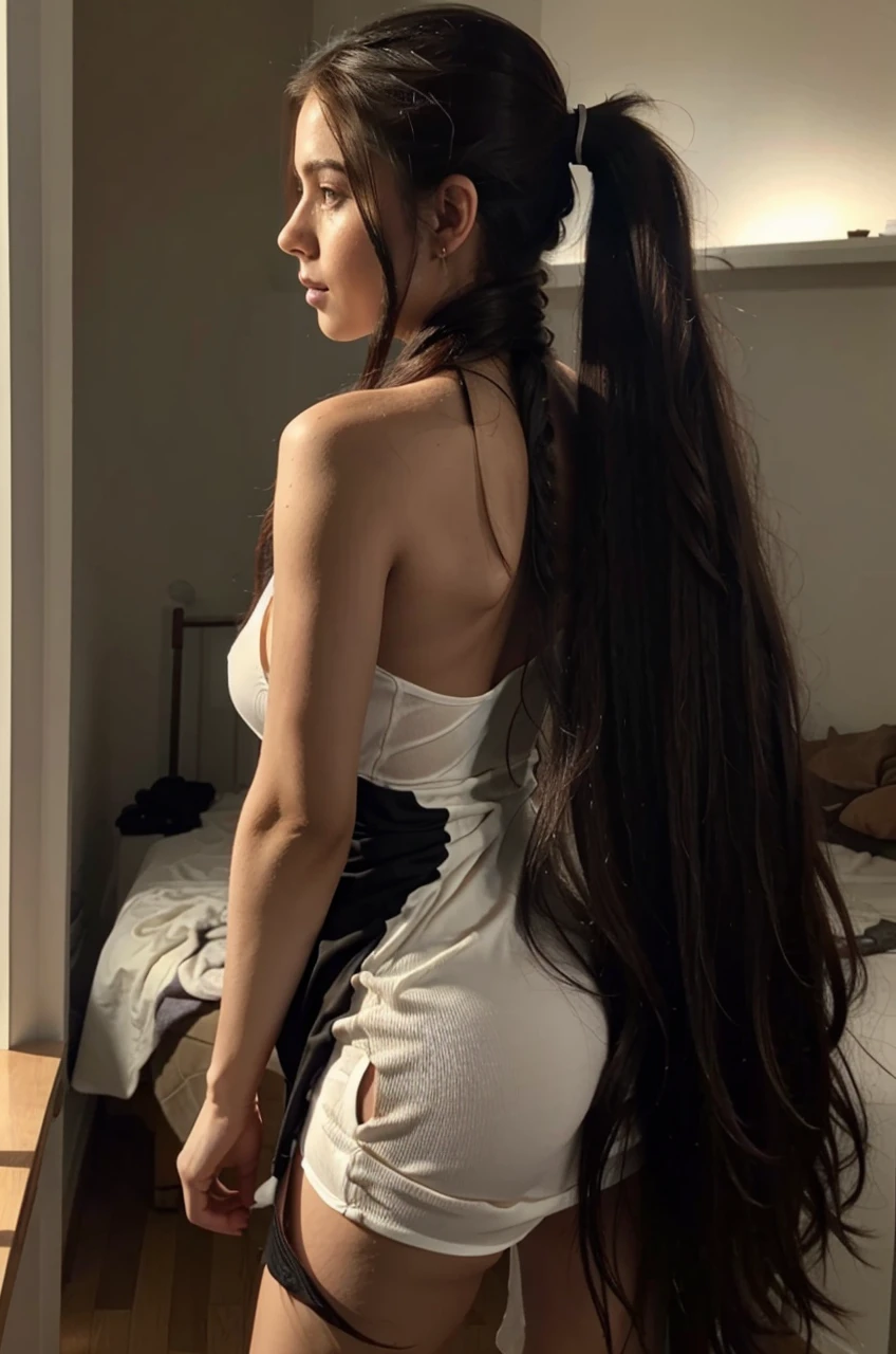 Very long hair ponytail sexy dress big