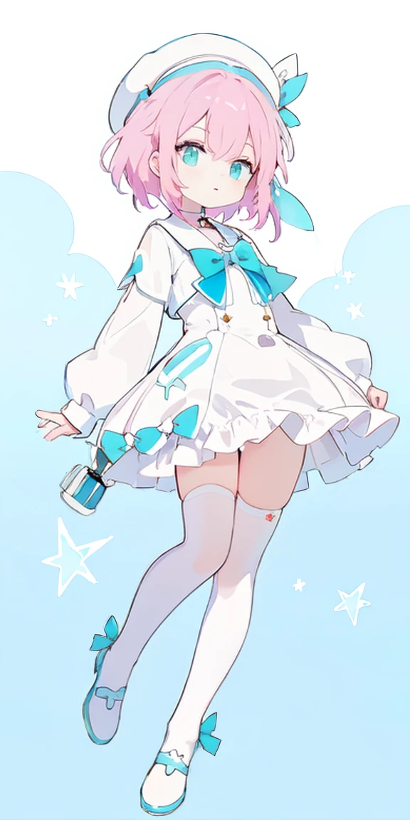 
(One girl),Full Body Lesbian，

Pink Hair,Bright Blue Eyes,Aqua gradient eyes,

White Beret,

Bunny Suit, Latex suit,