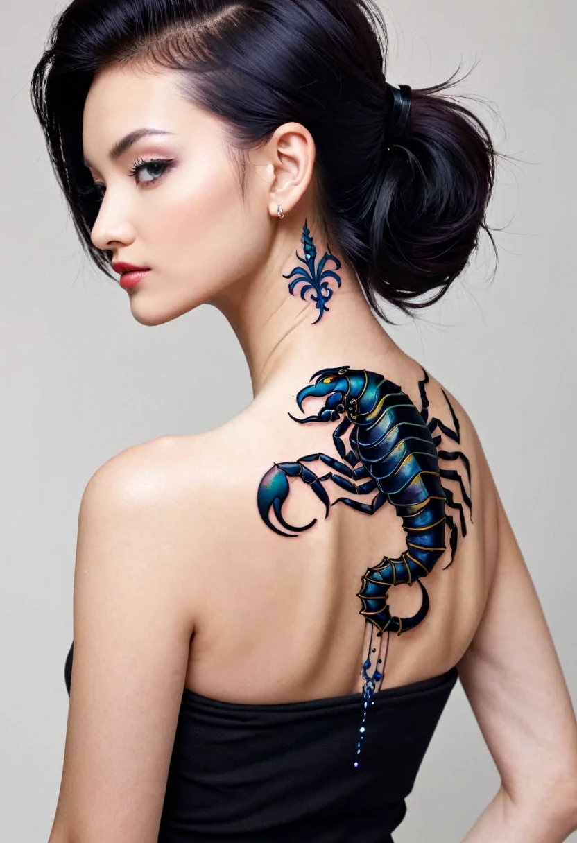 Scorpio tattoo on neck