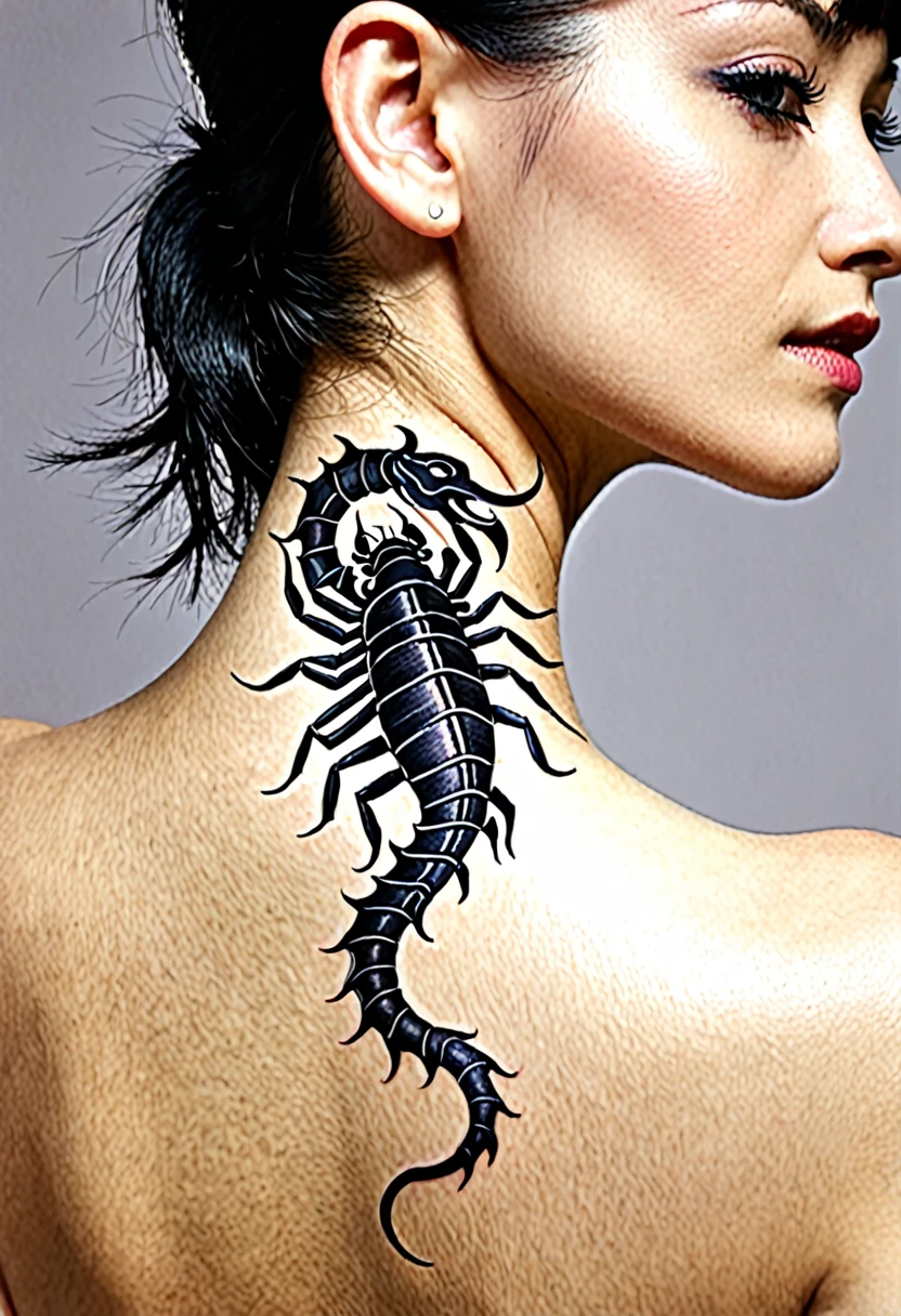 Scorpio tattoo on neck