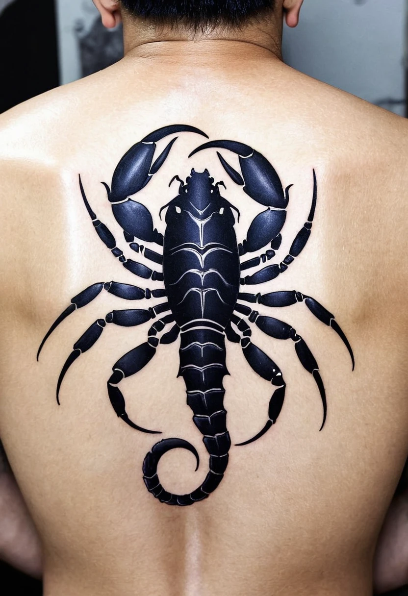 Scorpio tattoo on the back of a man&#39;s head