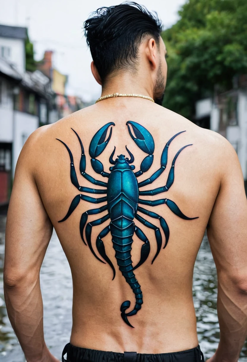 Scorpio tattoo on the back of a man&#39;s head