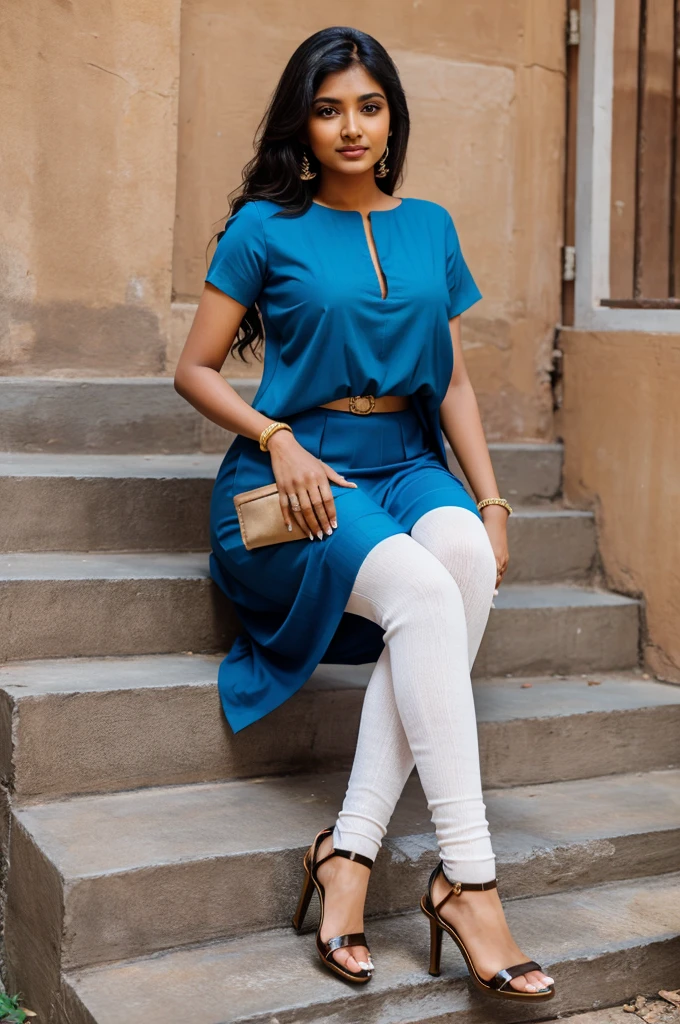 Indian woman wearing socks on heels