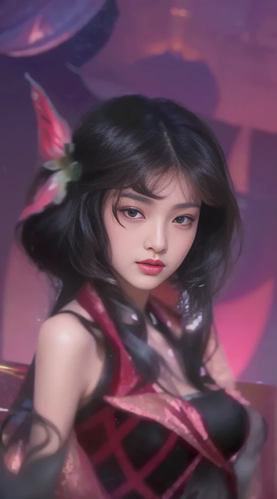 a beautiful young woman, detailed face, beautiful intricate eyes, delicate nose, sensual lips, long eyelashes, flawless skin, soft flowing hair, serene expression, warm lighting, cinematic colors, elegant fashion, high quality, detailed portrait, photorealistic, digital art