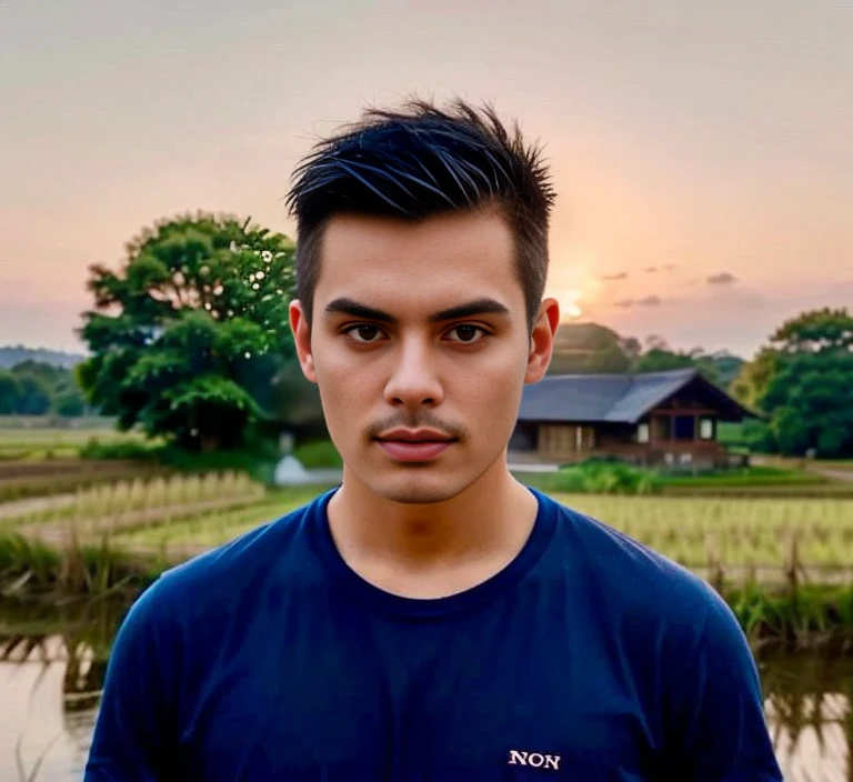 Haraf man looking at camera, perfect has a round face, A well-maintained model., Close-up photo, Southeast Asian man with a round face, 3-D profile picture, 8K, 45,000,000 pixcls, realistic light colors, beautiful young asian man, Asian man, charming anime,  Comfortable pose, Anime Asian man in real life, attractive handsome man, young Asian man, Russian mixed with Japanese, perfect body, Freestyle photo of a handsome young man, ผู้Asian manที่สวยงาม, The character is in her natural pose., 