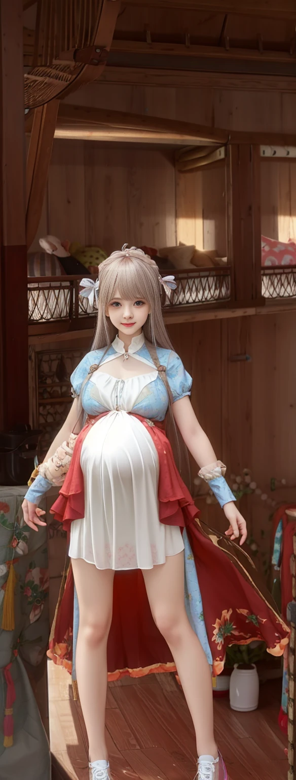 Pregnant with 6 babies, clothes can't hide the huge belly and there are fetal movements