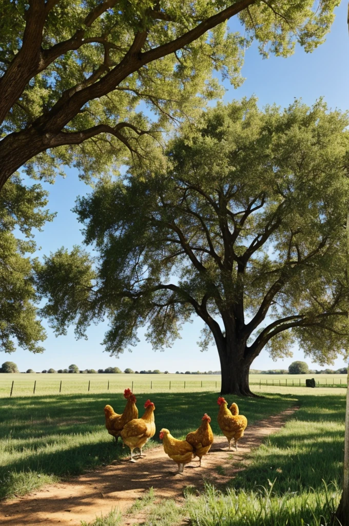 The farmer found the golden chicken under the oak tree. It was dead