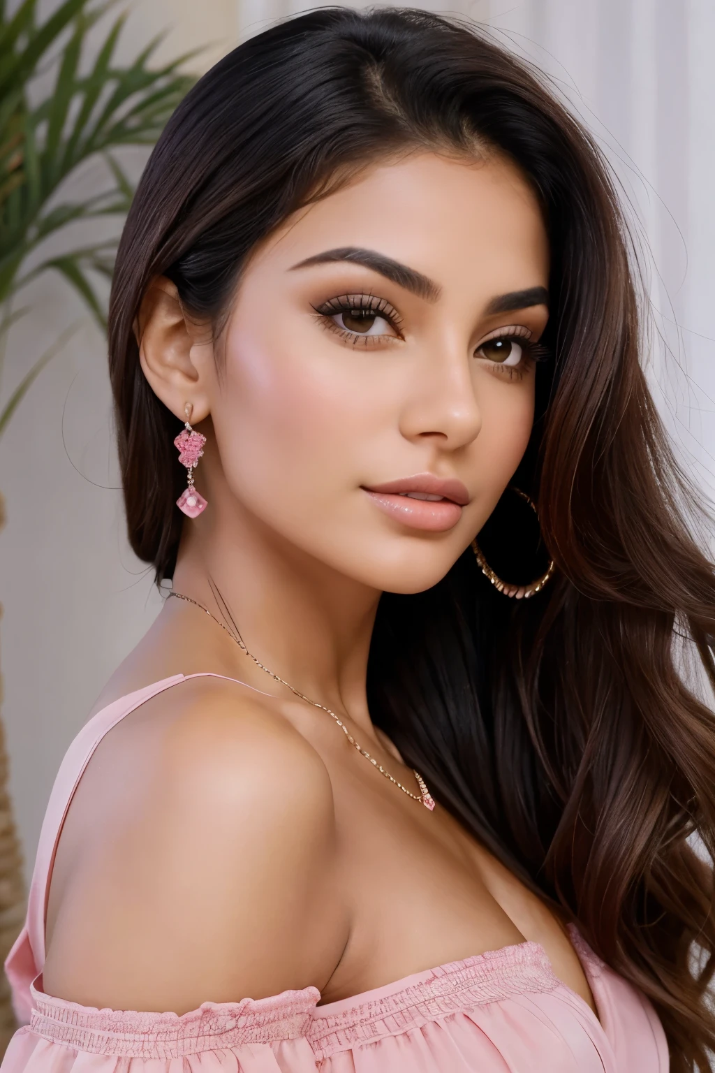 arafed woman in a pink dress posing for a picture, beautiful mexican woman, stunning closeupheadshot, gorgeous latina face, persian princess, gorgeous woman, beautiful female model, jaw-dropping beauty, gorgeous beautiful woman, photo of a beautiful woman, jaw dropping beauty, beautiful iranian woman, close body shot, beautiful woman, beautiful model, close up half body shot