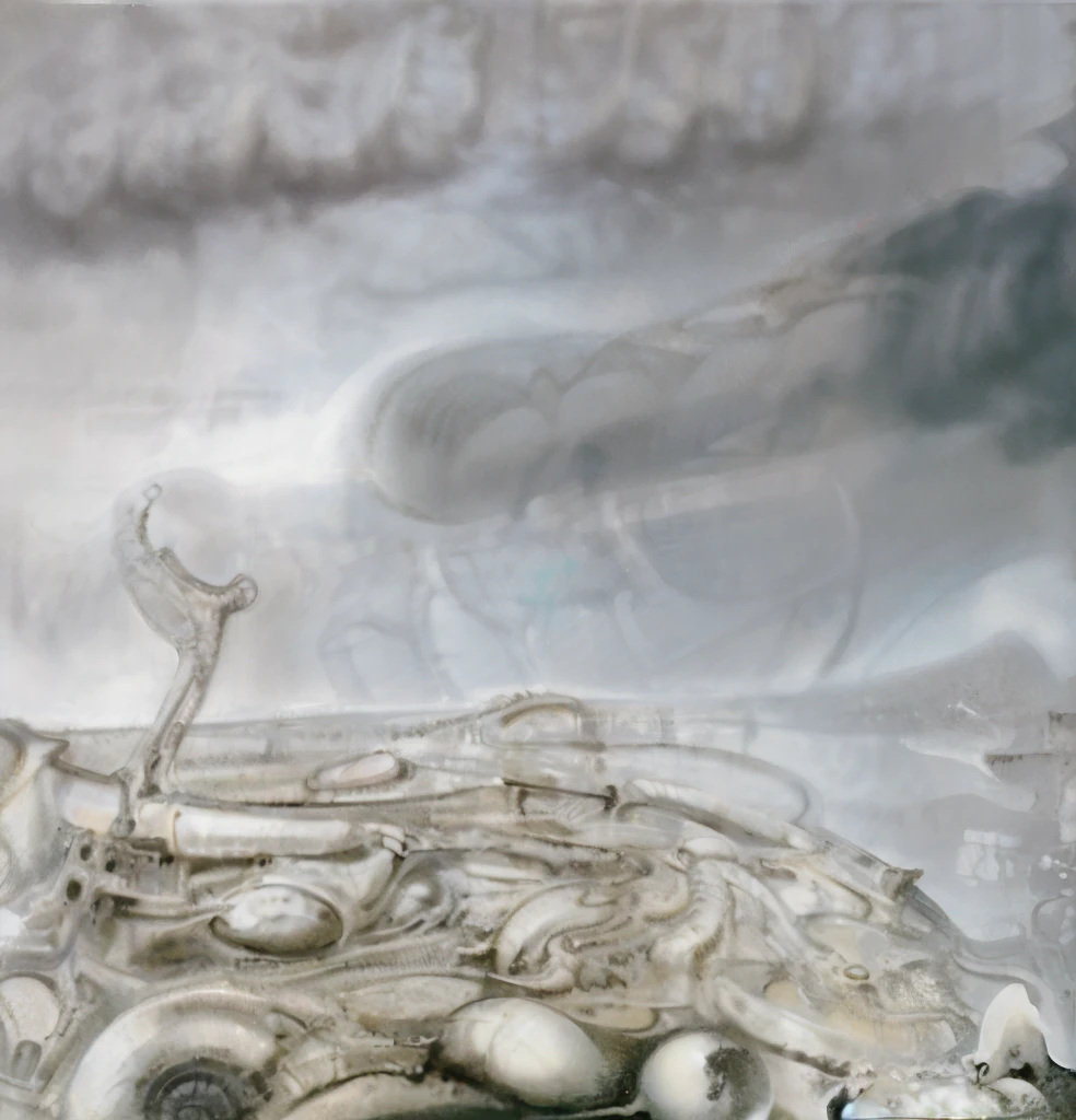 Giger_style, A painting of (biological style scenery), (neoplasticism:liminal void:0.1),a landscape under nebulous sky, dieselpunk biological living, colossal,mechano-organic, infestations over beomesurreal biomechanical landscape, , robotics cross sections, ((perspective)), h r giger's city,giger_style, by (hariton pushwagner:h.r. giger:0.6), detailed innards,(((cleen colors palette,saturated, silver crimson and gold, intoxicatingly blue and understand grey))), (process art:deconstructivism), allegory of sin,infinitely detailed ultrafine and contrast organic textures,big painting,, medium: airbrush, biomech, aerial view yoji shinkawa, award winning on artforum, (( high contrast)), trend on quality of details,colorized: vibrant colors, incredibly detailed and hyper-detailed, masterpiece