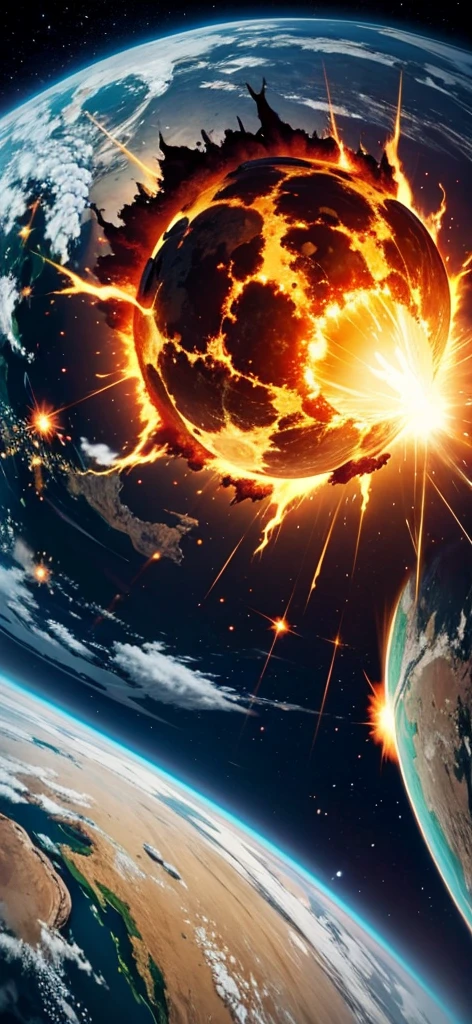 Image of a devastated earth exploding