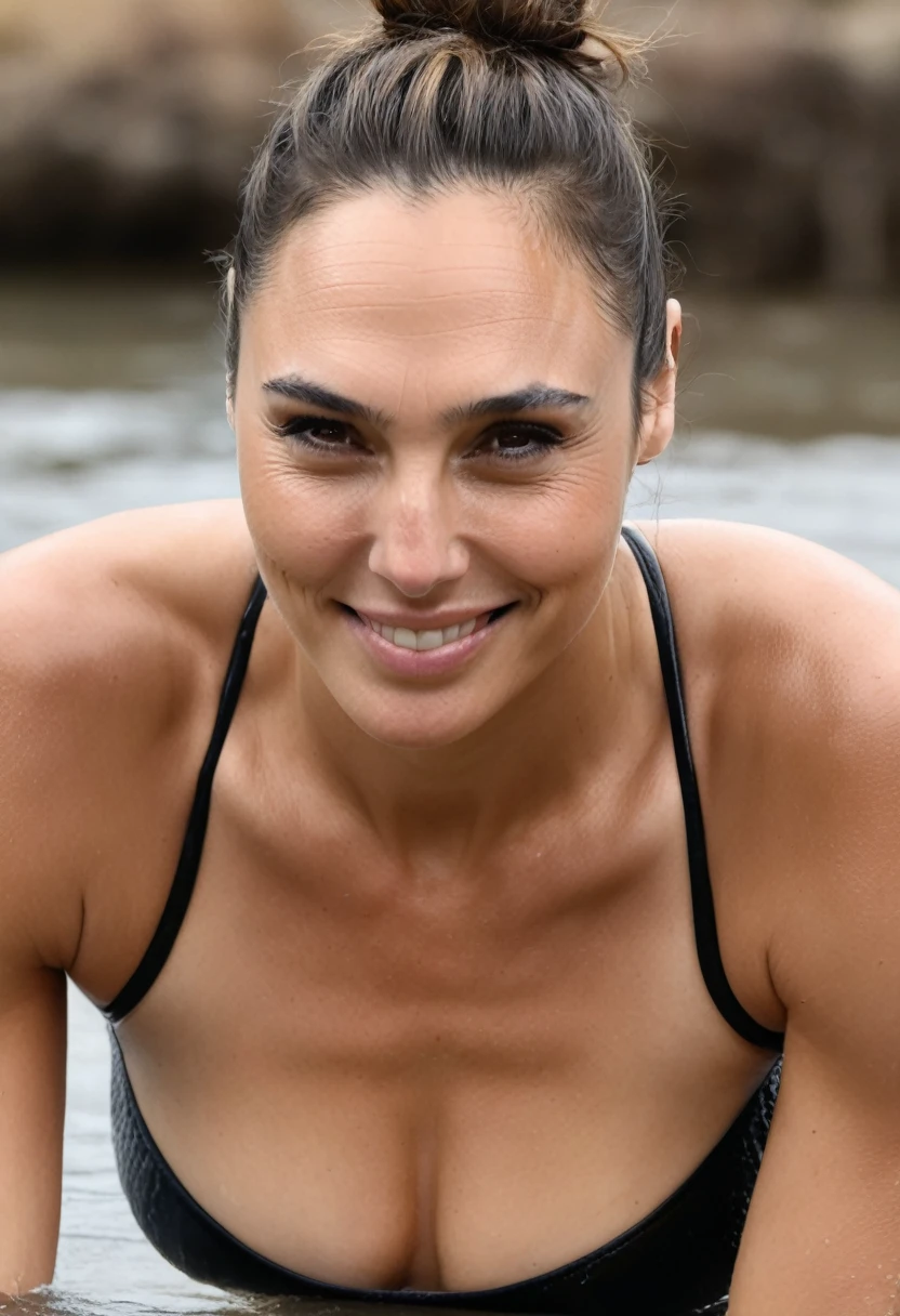 high quality Erotic shot , ( emxwtsn, sensual detailed ultra realistic skin texture ) arms , seductive smile , hairy armpits , buttery skin tone:1.4,fit muscular figure , exhausted look, celebrity event, shiny sweaty skin, on beach, wet hair, celebrity, female, woman, hollywood actress, fleshy muscular woman , ( natural lights, depth of field, detailed face ,insanely detailed skin texture, hyper detailed features )