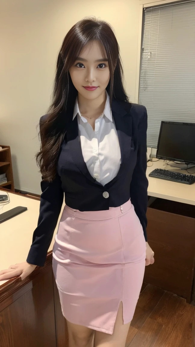 (((Masterpiece，Highest quality，Highest quality，8K，16K，超High resolution，High resolution，超detailed，detailed，Realistic，Super Real)))，Japanese，Office Lady，Standing posture，Beauty，Wavy Hair，Nice body，slim，Large Breasts，Narrow waist，thin long legs，office Street，Approach，garden，street tree，(business suit，A shirt worn on bare skin, open to the chest，tight skirt with a slit，Stiletto heels)，((街中で見かけた美人なOffice Ladyのスナップショット))