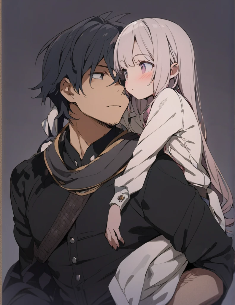 masterpiece Girl being carried on a man's back
