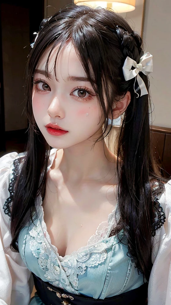 (Highest quality, masterpiece:1.3), ((Beautifully detailed face)), beautifully detailed skin, Intricate details, Very detailed, Best image quality in 8K, (18-year-old girl),Japanese Girls,,(Detailed Hair,Twin tails:1.4,Black Hair),Detailed lips,Open your mouth,blush,Embarrassing,Realistic Face,Realistic Skin,(sexy:2.0,Clothes are disheveled),(Vibrant Skin,Moisturized Skin:1.2),Vivid lips,Lip gloss,The whole body is shown