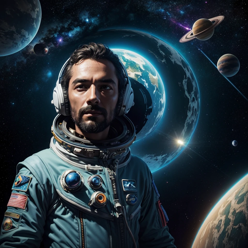 HD details, Close-up of a man in a spacesuit, Planets in the background, psychedelic space horror, Psychedelic illustration, Space, Plant Growth, Psychotic Universe, background space graphics, Space illustration, Space, Space LSD Poster, damn it, cosmos behind, space scene, Surreal space, space style