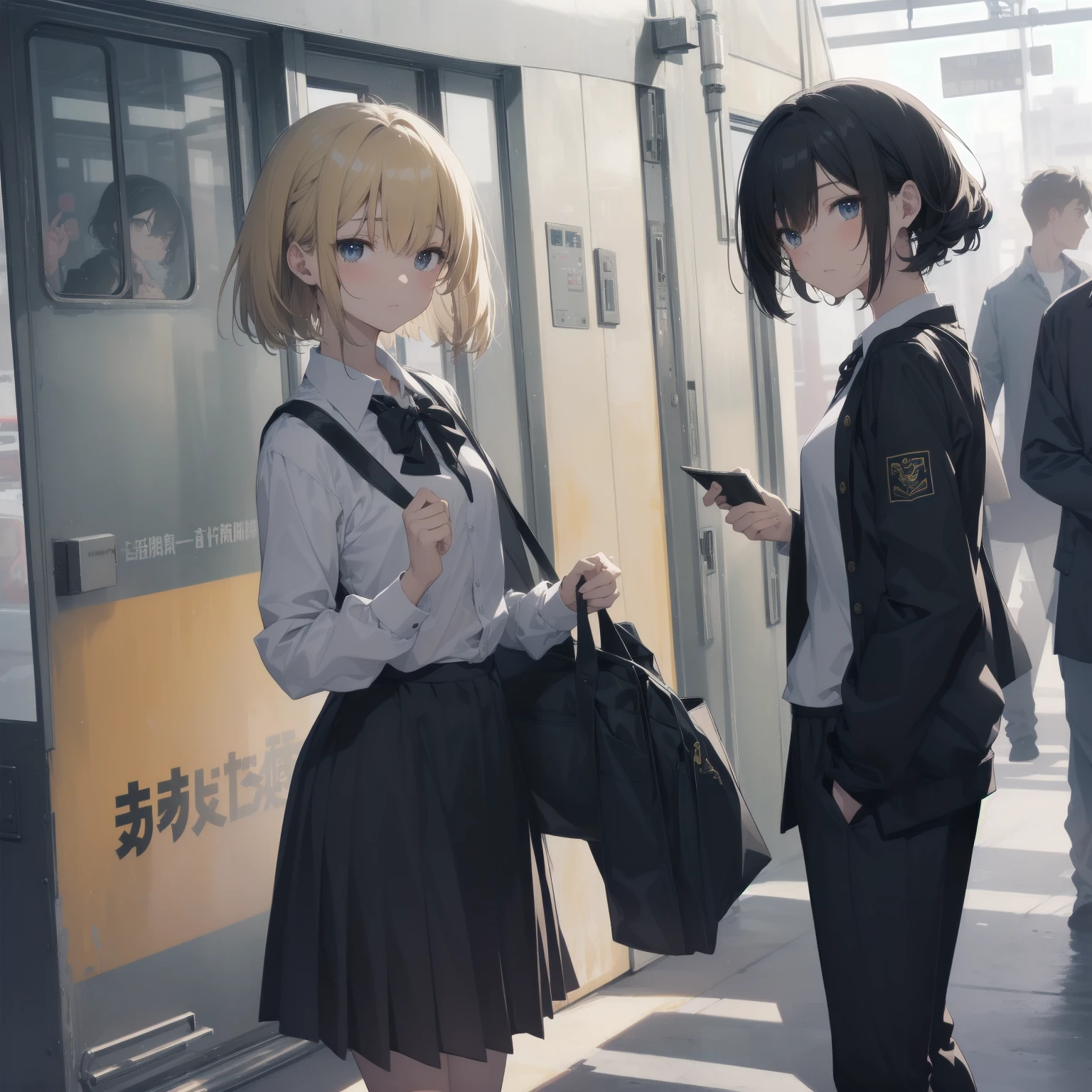 ultra-absurdres-Top quality by artist God, ultra-detailed, high resolution, anime moe artstyle, best anime 8k konachan wallpaper, pixiv contest winner, pool:2810, perfect anatomy,break, 1girl, (Please draw a girl walking sleepily to school alone. )break,(Solo,little female, 13-year-old:1.3),Full limbs, complete fingers,a junior high school student, (very short hair), short cut, flat chest, , small butt, small black eyes, beautiful detailed eyes, well-proportioned iris and pupils, expressive eyes, highres detailed hair, soft expression, salor school_uniform, sailor collar, serahuku, bow, pleated skirt,(Detailed Lighting), (Detailed background), in the School commute route. break,super detailed skin, Best cinematic lighting powered by famous artist, 8k,beauty illustration,photoshop_(medium),very aesthetic,break,((artist:toosaka_asagi )), artist:clamp ,artist:carnelian ,artist:kantoku ,