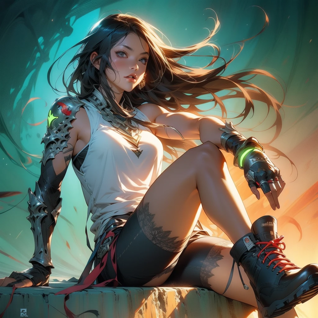 Nijistyle, ((( corpo inteiro ))), ((mulher)), A Barbarian Warrior, 35 anos, Musculoso, quase nua, no estilo Simon Bisley para a capa da revista Heavy Metal;, ((( cabelo curto ondulado loiro ))), Minimum clothing, roupas curtas, red and white checkerboard on the arms, Tiny floss, HDR (high dynamic range),ray tracing,NVIDIA RTX,Super-Resolution,irreal 5,Subsurface dispersão, Textura PBR, Post-processing, anisotropic filtering, profundidade de campo, Maximum clarity and sharpness, texturas multicamadas, Albedo e mapas espetaculares, surface shading, Accurate simulation of light-material interaction, perfectly proportions, octan render, Two-tone lighting, ampla abertura, ISO baixo, white-balance, thirds rule, 8K BRUTO, edgDeathKnight